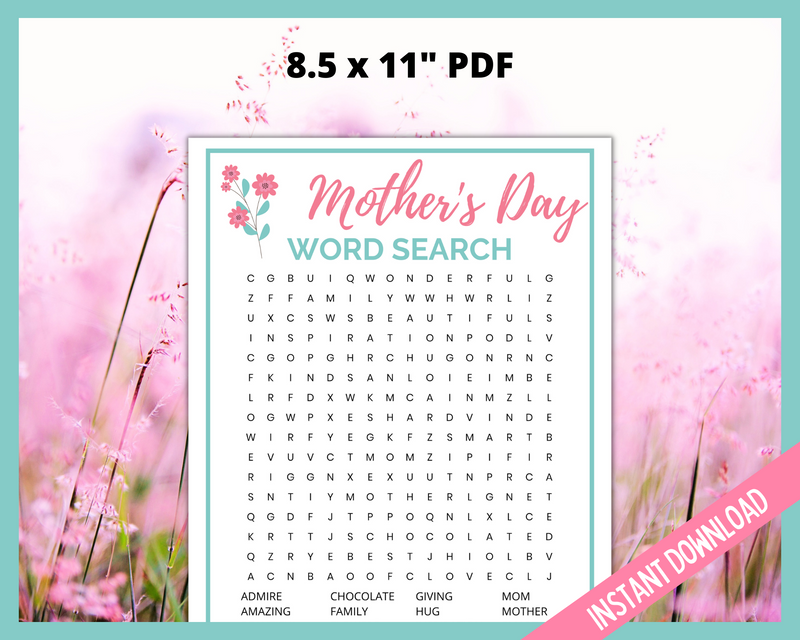 Mother's day word search game