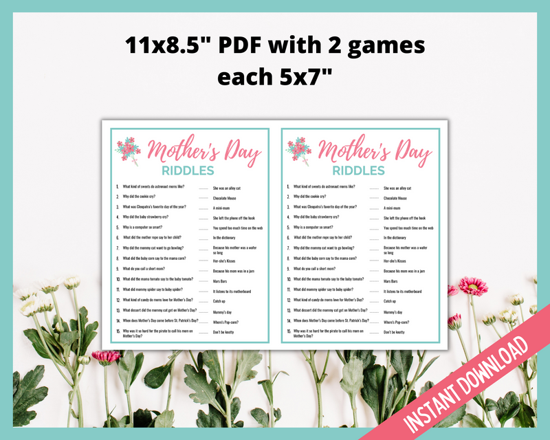 Mothers day riddle printable