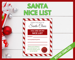 Santa Nice list Letter