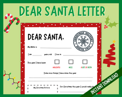 Letter to Santa, Christmas Santa Letter, Red and white