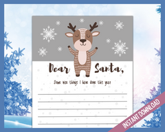 Cute Reindeer Dear Santa Letter