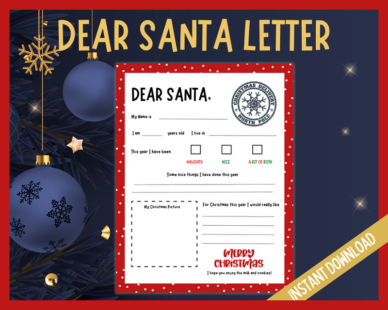 Letter to Santa, Christmas Letter, Red and white
