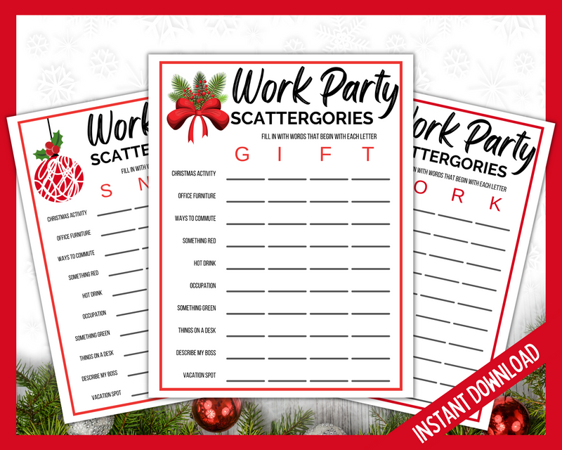 Christmas Office Party Scattergories