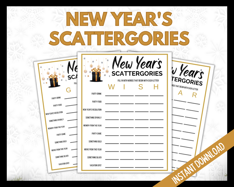 New Years Eve Scattergories Game