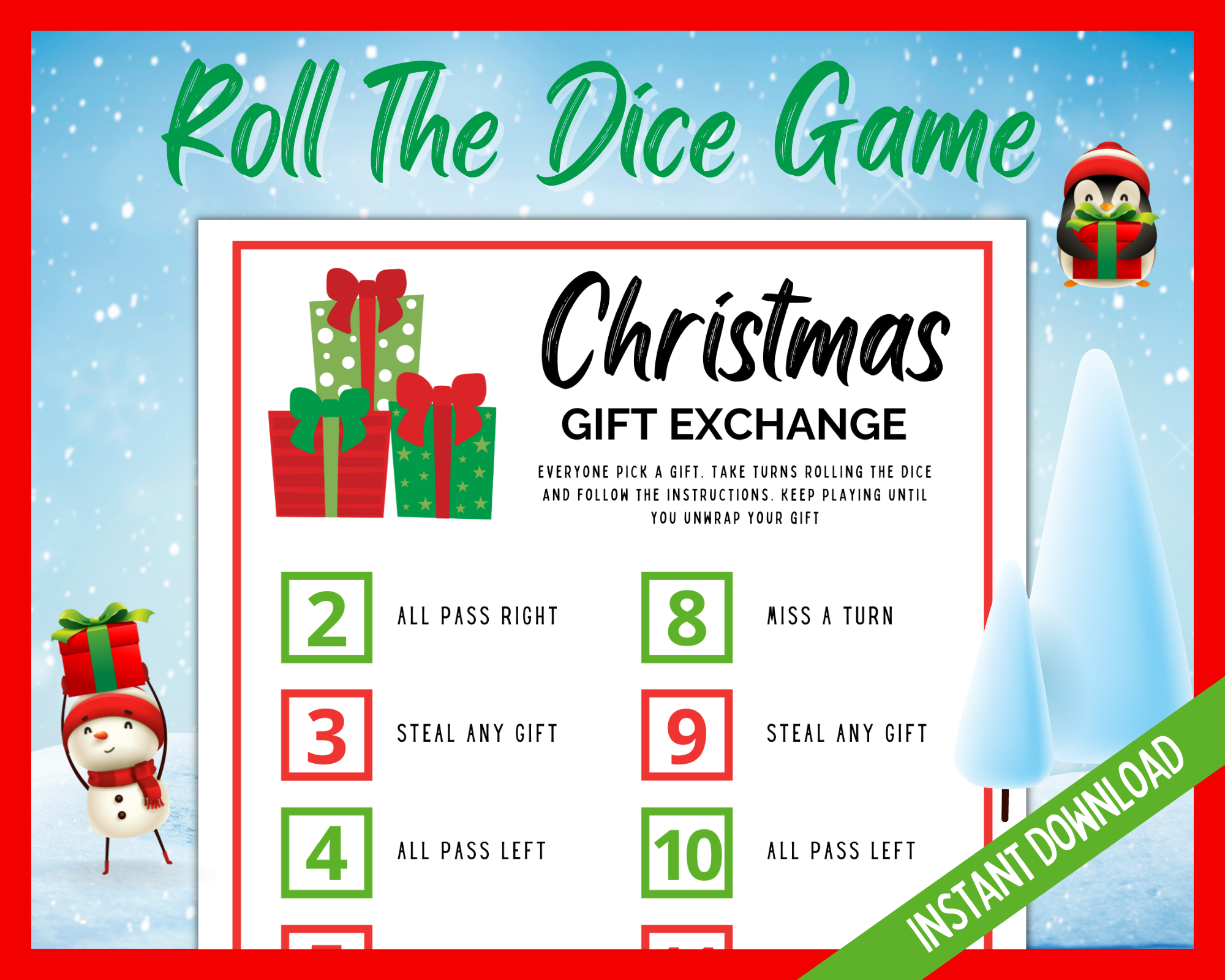 Christmas Dice Gift Exchange LittleHaloJ