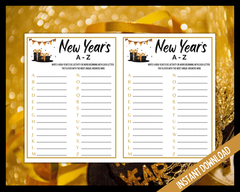 New Year's A-Z Printable Game