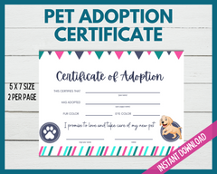 Adpot a puppy certificate