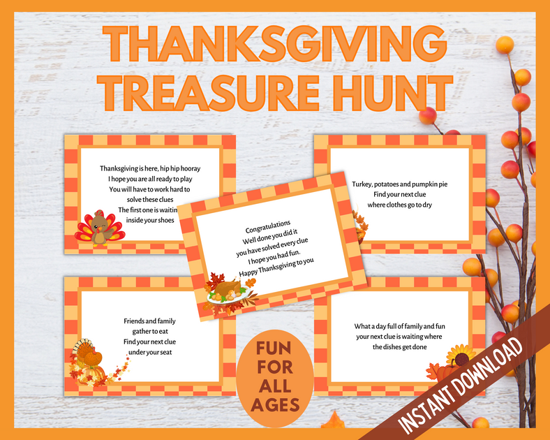 Thanksgiving Treasure Hunt Clues | LittleHaloJ