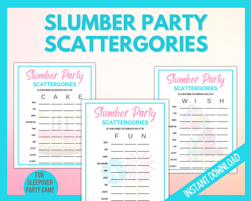 Slumber Party Scattergories Game