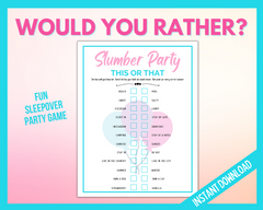 Would you rather Slumber Party Game