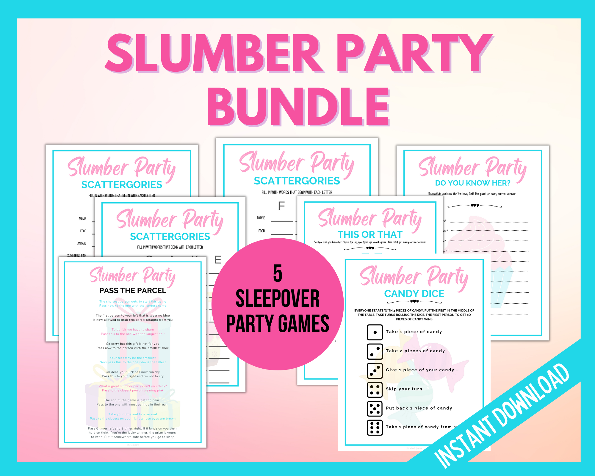 slumber party dress up games Slumber Party Games, Sleepover Party, Birthday Party Games, Printable PDF