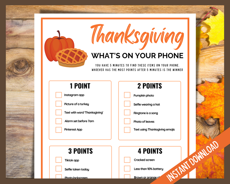 Thanksgiving whats on your phone game