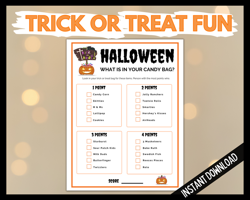 Whats in your Trick or Treat Bag printable