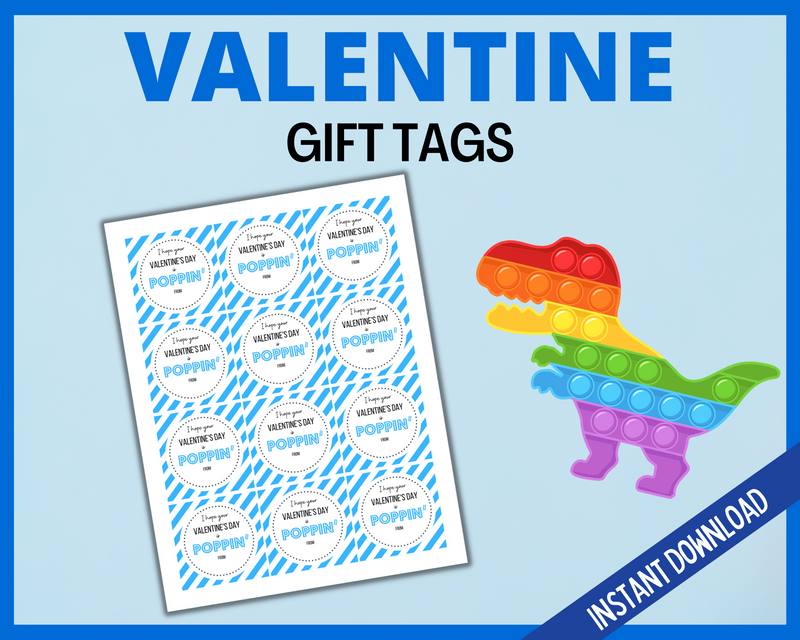 Valentine's Day Gift Tags Blue Striped