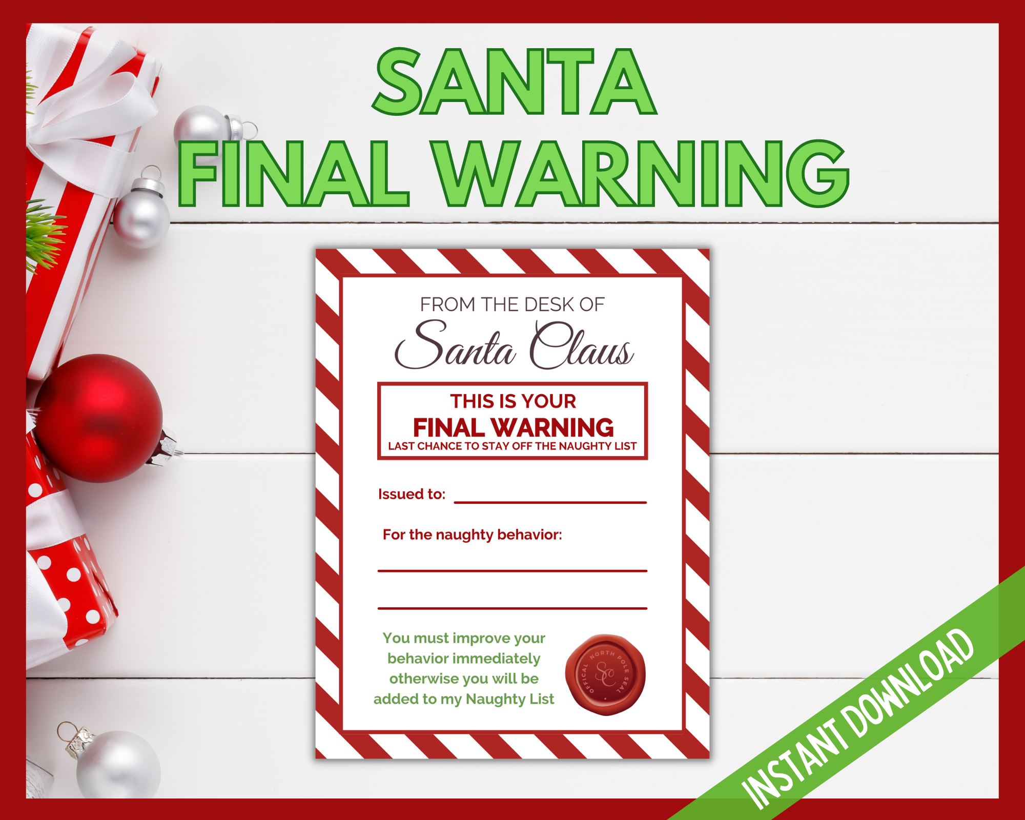 Santa Warning Letter Set | LittleHaloJ