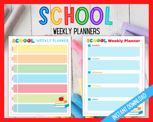 Back to school weekly planners