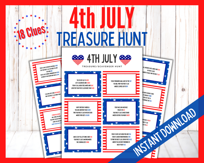 4th of July Treasure Hunt Cards | LittleHaloJ