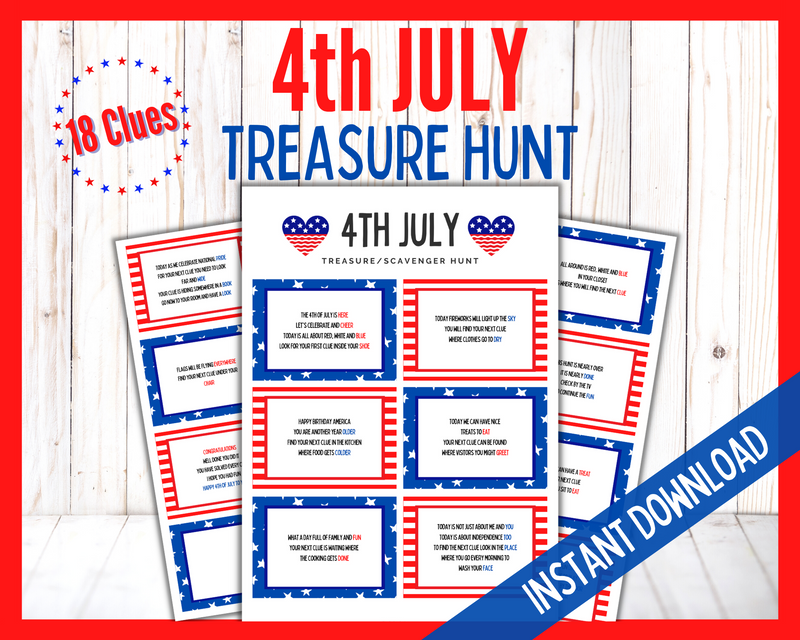 4th of July Treasure Hunt Cards
