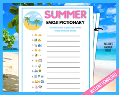 Summer Emoji Pictionary Game Printable