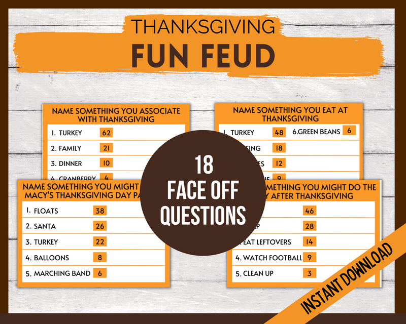 Thanksgiving Fun Feud printable