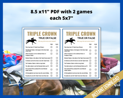 Triple Crown True or False Printable Game