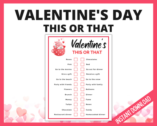Galentine's Day This or That Printable Game