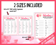 Valentine's Day Word Scramble Printable Game