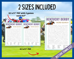 Kentucky Derby Word Search Printable Game