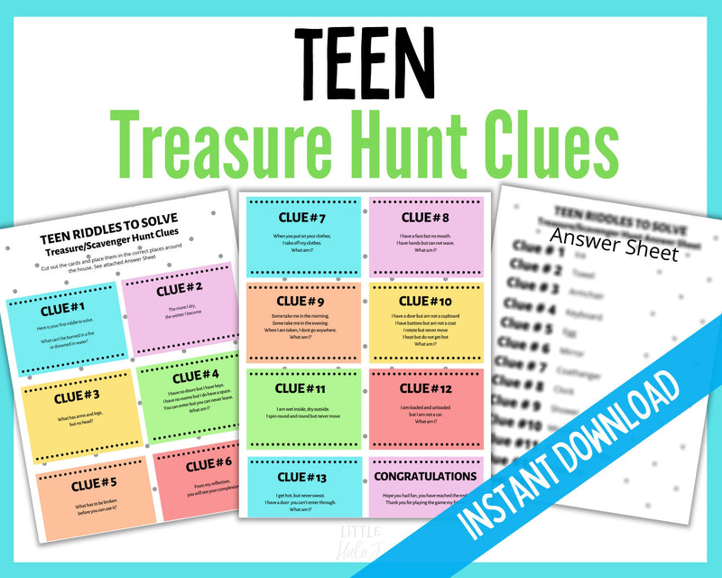 Teen Treasure Hunt Clues