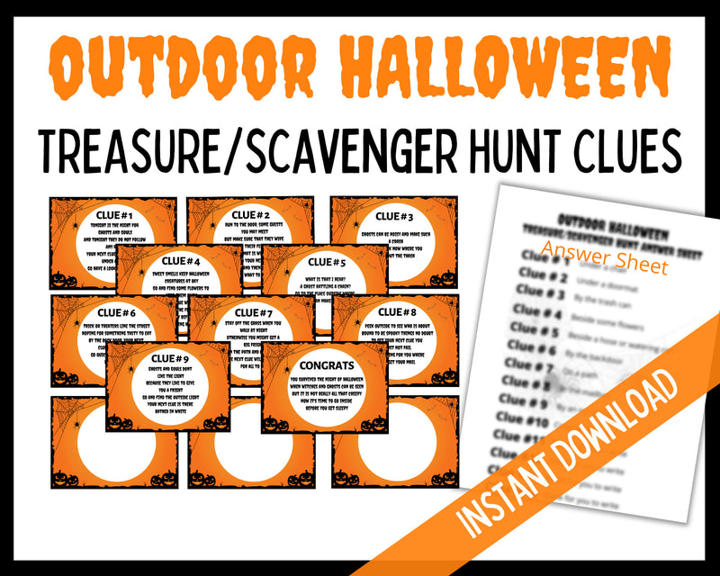 Outdoor Halloween Treasure Hunt Clues