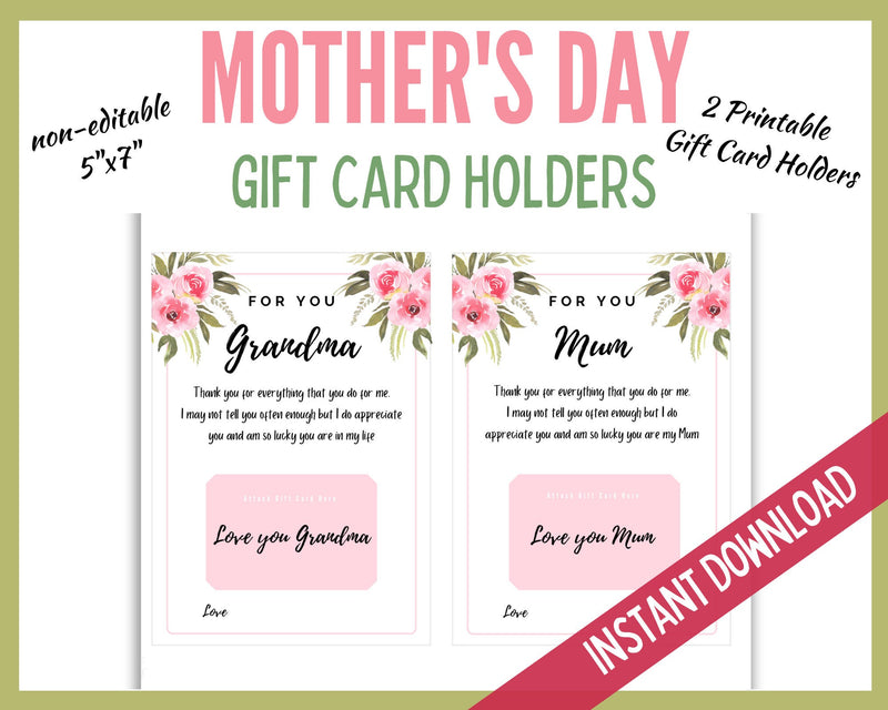 Mother's Day Gift Card Holder - For Grandma too
