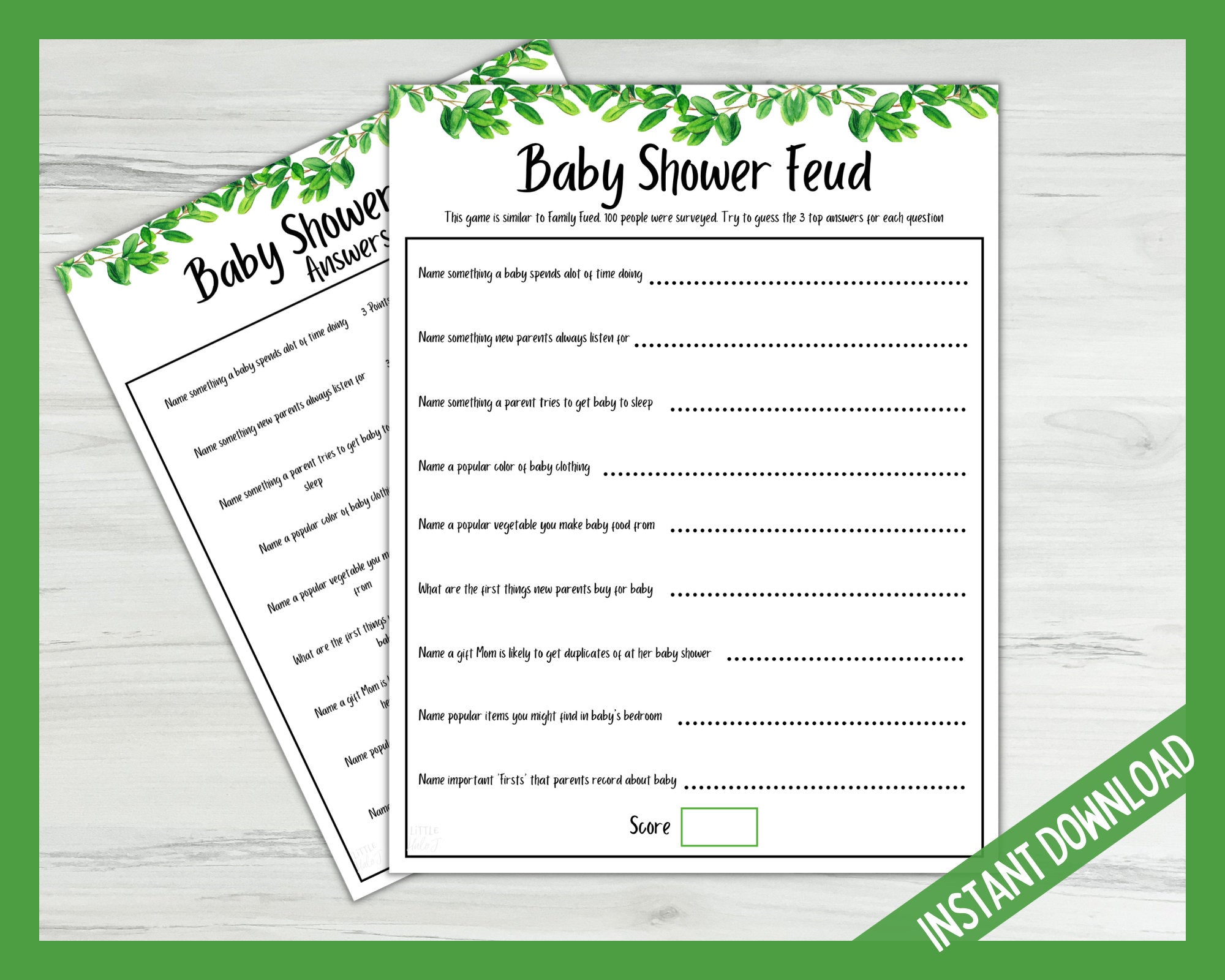 baby-shower-feud-game-green-littlehaloj for Baby Shower Family Feud Free Printable Pdf Baby Shower Feud Game - Green | LittleHaloJ for Baby Shower Family Feud Free Printable Pdf