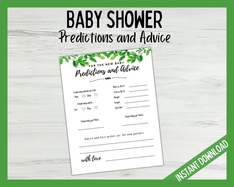 Baby Shower Prediction Game - Green