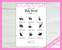 Baby Shower Animal Game - Pink