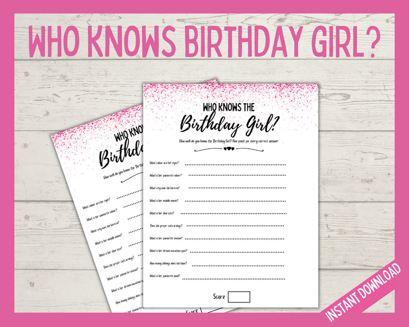 Who Knows the Birthday Girl - Pink