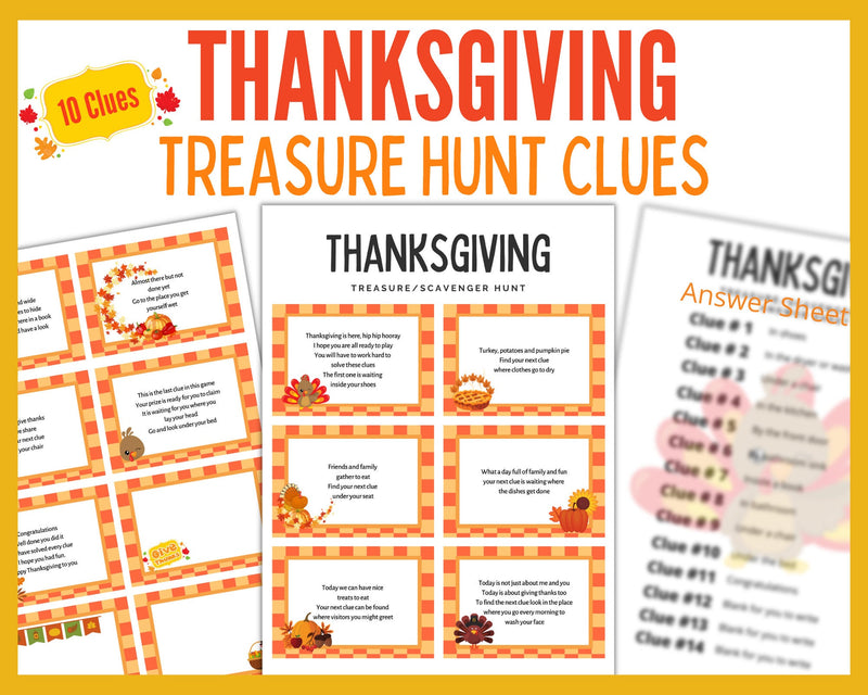 Thanksgiving Treasure Hunt Clues