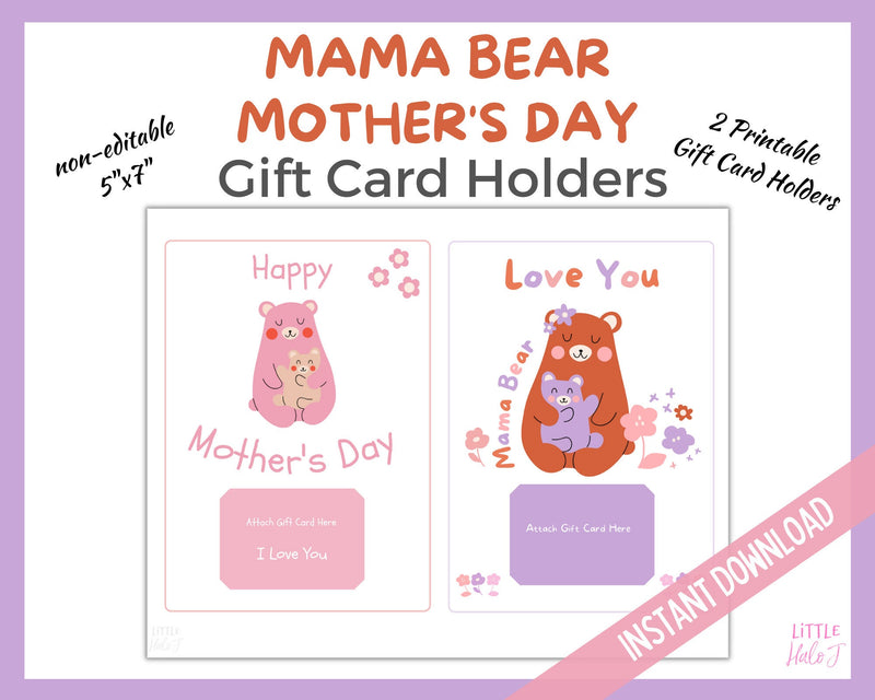 Mama Bear Mother's Day Gift Card Holders