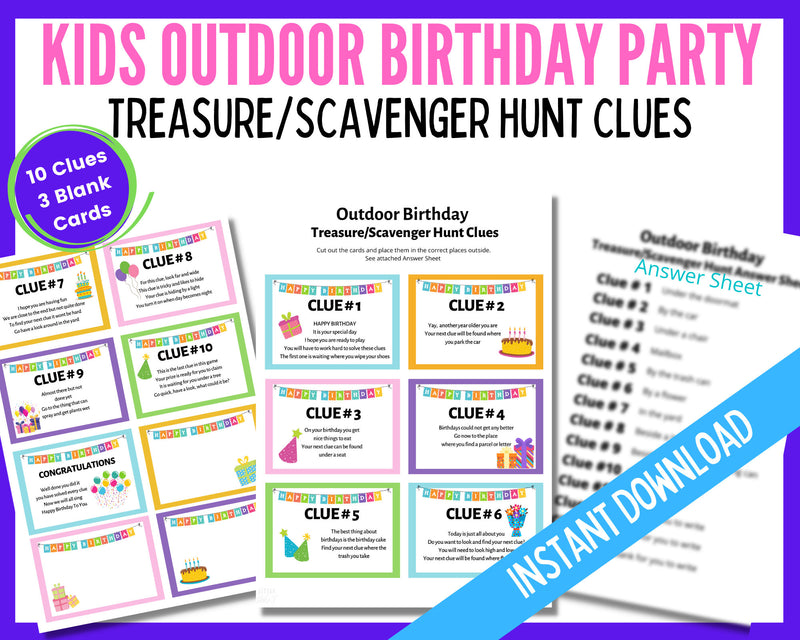 Outdoor Birthday Treasure Hunt Clues