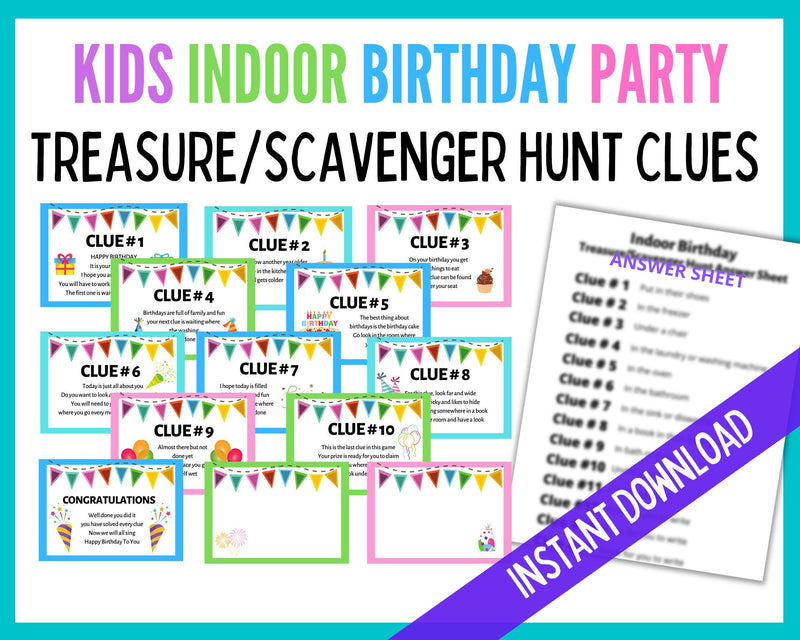 Indoor Birthday Treasure Hunt Clues