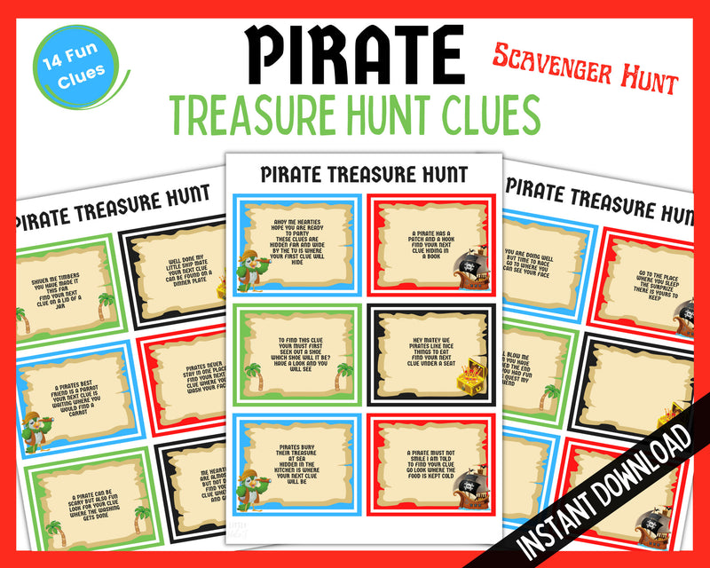 Pirate Indoor Birthday Treasure Hunt Clues