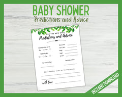 Baby Shower Prediction Game - Green