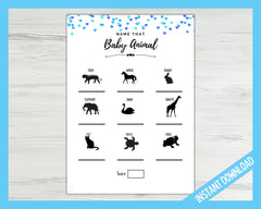 Baby Shower Animal Game - Blue