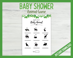 Baby Shower Animal Game - Green