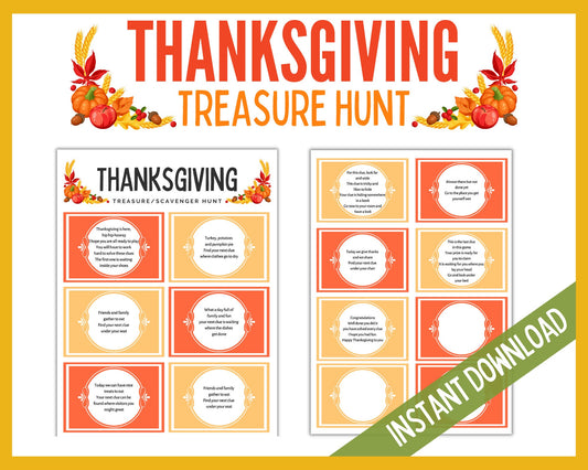 Thanksgiving Treasure Hunt Clues- Riddles