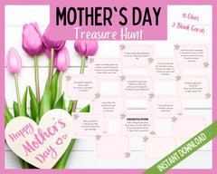 Mother's Day Treasure Hunt Clues - Pretty Pink Floral Design