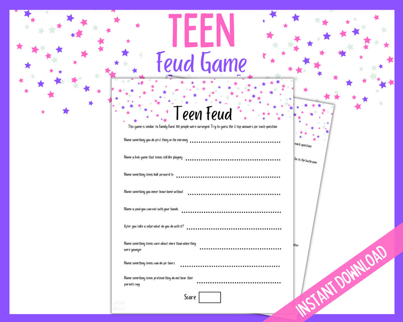 Teen Feud Game Quiz - Pink