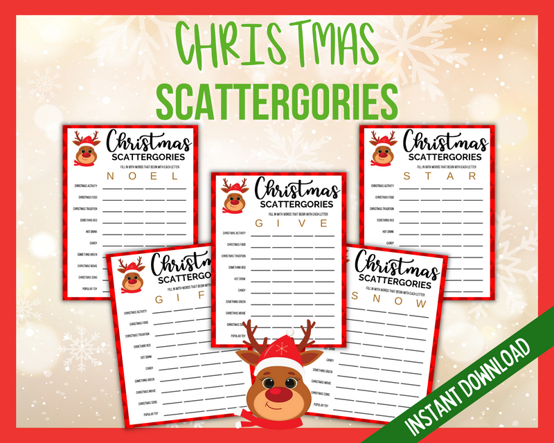 Christmas Scattergories game  5 printable games
