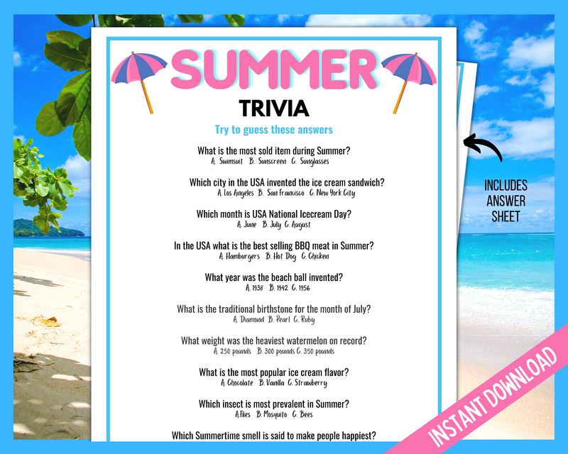 Summer Trivia Game Printables