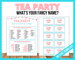 Tea Party What's Your Fancy Name Game