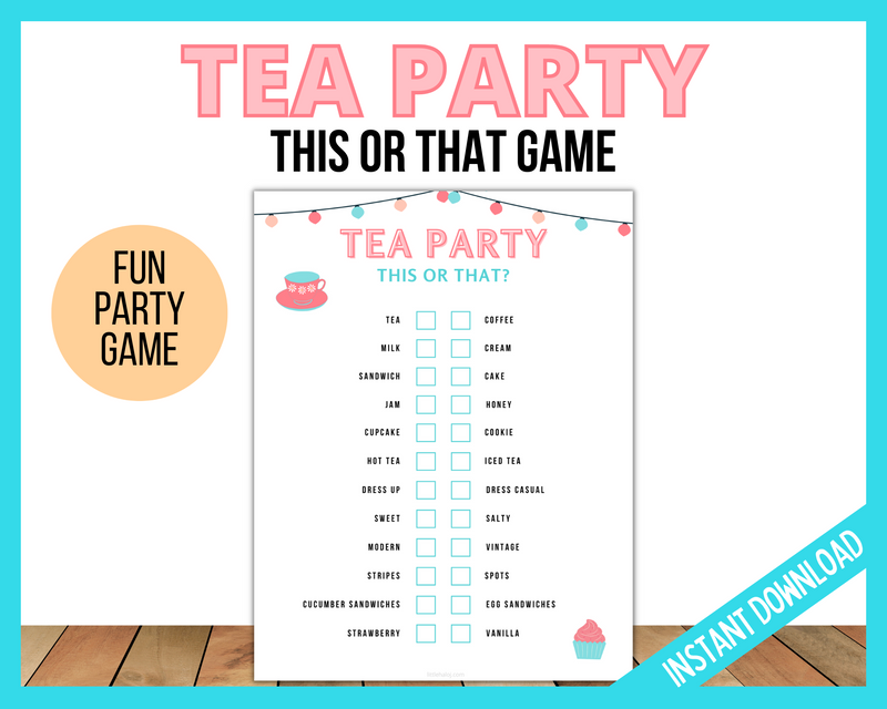 Tea party This or That Printable